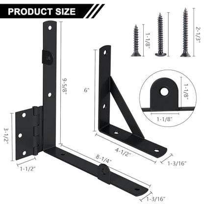 Gate Corner Brace Bracket Anti Sag Gate Frame Hardware Kit for Wooden Gate Fence with a Latch - size: Double Door Set