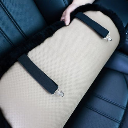 2 Pack Black Fuzzy Sheepskin Car Seat Covers for Soft Genuine Wool Cushion - color: Black