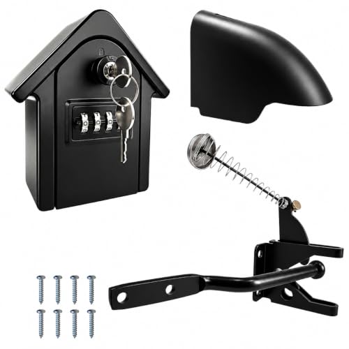 Keyless Heavy Duty Gate Latch, Two-Way Passage Steel Lock Fits Wood Fence & PVC Gate, All Weather Outdoor Rustproof Security Latch