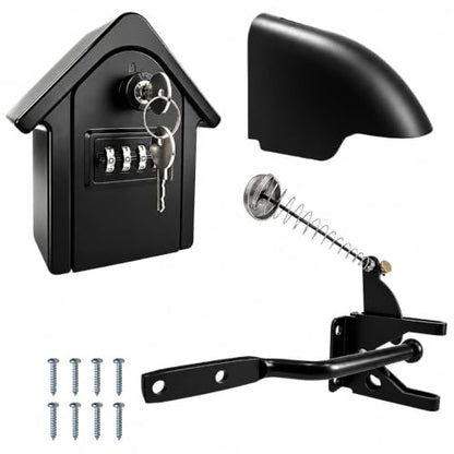 Keyless Heavy Duty Gate Latch, Two-Way Passage Steel Lock Fits Wood Fence & PVC Gate, All Weather Outdoor Rustproof Security Latch