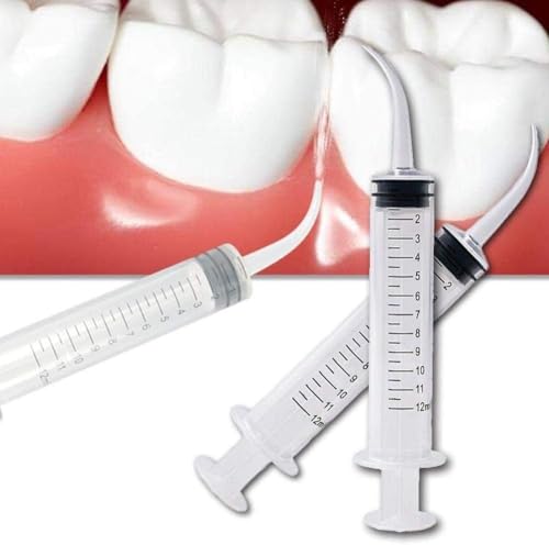 Generic 6pcs 12cc Dental Syringe with Curved Tip, Disposable, Graduated, for Oral Dental Care, Tonsil Stones Removal, Lab, Feed Small Pet
