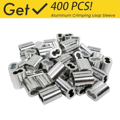 1/16 Wire Rope, 1500FT 304 Stainless Steel Cable with 400Pcs Crimp Sleeves, Aircraft Grade, 7x7 Strand, 368lbs Breaking Strength, for Garden Trellis, Clothesline, Railing,Trellis - size: 1500 ft