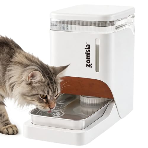 ZOMISIA 1.6 Gallon Automatic Dog Water Dispenser with Stainless Steel Bowl - color: White, size: 6L