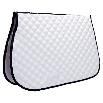 Dura-Tech White All Purpose Horse Saddle Pad | Versatile Use | Comfort Padding | Breathable Design | Secure Fit | Perfect Dimensions - color: WHITE NAVY