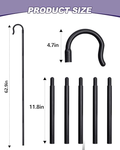 Poen Shepherds Hook Costume Staff 5ft Plastic Walking Cane - color: Black