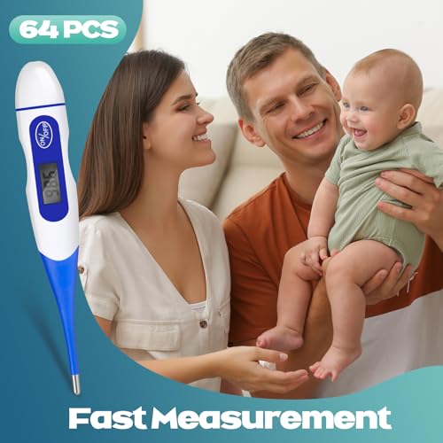 TrelaCo 64 Pcs Digital Thermometers, Oral Fast Reading, Blue - size: Blue