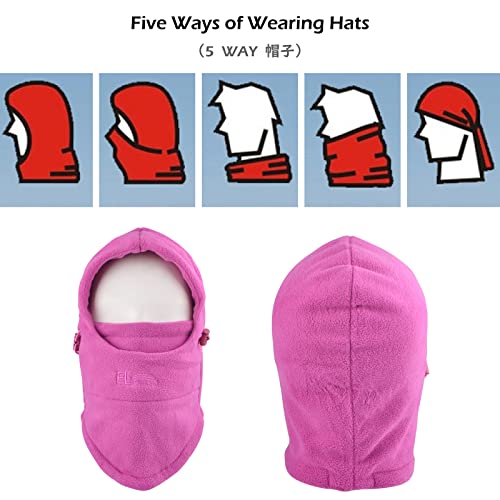 TRIWONDER Kids Winter Hats Balaclava Ski Mask for Boys Girls Toddlers Windproof Adjustable Cold Weather Face Mask Neck Warmer - color: Rose Red 2
