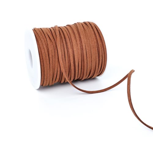 LUSTEMBER Leather String, Faux Leather Cord, Flat Suede Leather Lace for Necklaces, Bracelets, Jewelry Making, Tassels, Dream Catchers and Art Crafts - size: Light Brown