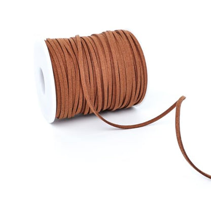 LUSTEMBER Leather String, Faux Leather Cord, Flat Suede Leather Lace for Necklaces, Bracelets, Jewelry Making, Tassels, Dream Catchers and Art Crafts - size: Light Brown