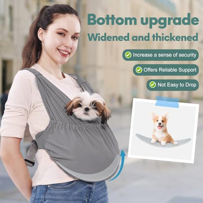 Supet Dog Sling Carrier for Small Pet, Adjustable Hands Free Front Backpack - color: Grey, size: Regular