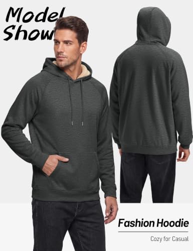 TACVASEN Men's Sherpa Hoodies Midweight Fleece Winter Thermal Sweatshirts - color: 02 Dark Grey, size: Medium