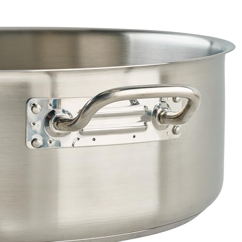 Winware - Stainless Steel 25 Quart Brasier with Cover | Made from extra-heavyweight 6mm thick 3003 aluminum, Great for Braising, Simmering, Batch Cooking and Restaurant Kitchens - size: 25 Quarts