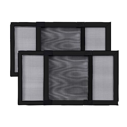 BAFLOTEX Adjustable Window Screens, 10.35 x 10.12-17.24 Inch, Black, 2 Pack - color: Black, size: 10"H*10-16"W, 2 Pack
