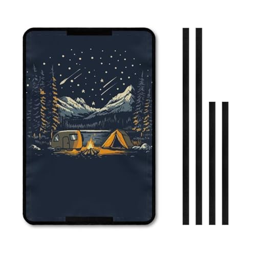 Camping Stars RV Camper Door Windows Shade Thickened Window Cover for Travel Trailer UV Sun Heat Protection Blackout Shades - color: Camping Stars