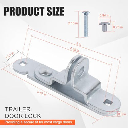 GDW Cargo Trailer Door Latch Hasp Keeper, 2-Pack with Screws & Nuts | For Ramp Padlock, Race Bar Lock Handle, Enclosed Car Hauler, Includes 4 Screws & 4 Nuts