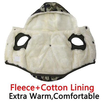 Vecomfy Warm Dog Coats with Hoodie,Winter Dog Jackets for Small Dogs - color: Green Camo, size: Small