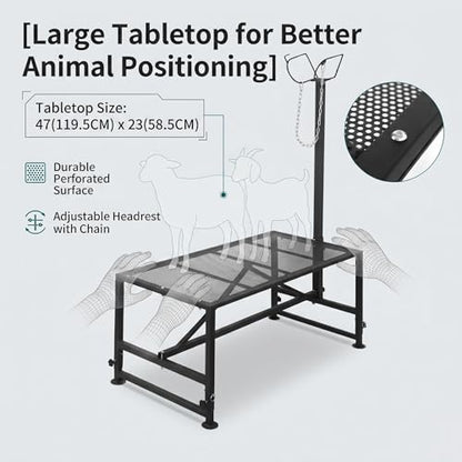 Goat Sheep Stand Roadside Stand Goat Milking Stand Halter Farm Supplies Cows Supplies Farm Outdoor Cow Accessories 47x23in Tabletop 500 lbs