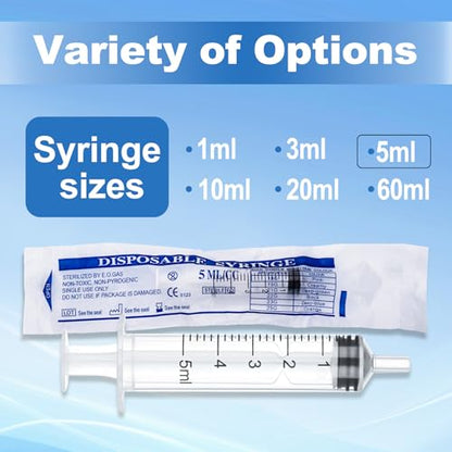 5ml Disposable Luer Slip Syringes Without Needles, 10-Pack - style: 5ml