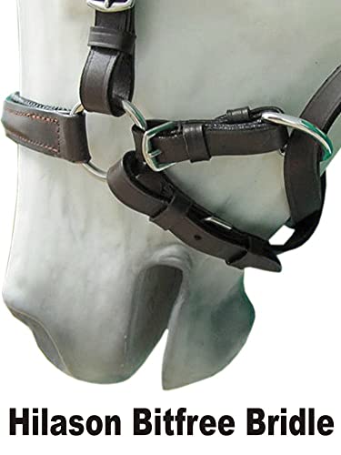 HILASON Bitfree Leather English Bitless Bridle Horse Reins Brown - size: X-Large