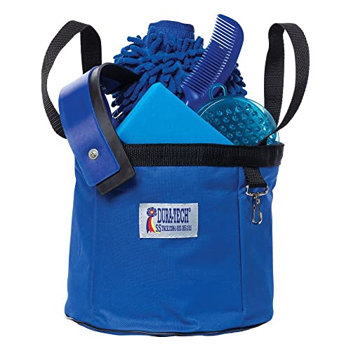 Dura-Tech Wash Tote Kit | Color Royal | Complete Horse Grooming Solution | High Absorbency Sponge Mitt | Curved Sweat Scraper | Jelly Scrubber | Mane & Tail Comb