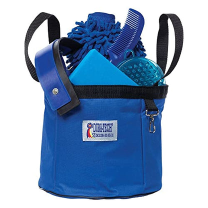 Dura-Tech Wash Tote Kit | Color Royal | Complete Horse Grooming Solution | High Absorbency Sponge Mitt | Curved Sweat Scraper | Jelly Scrubber | Mane & Tail Comb