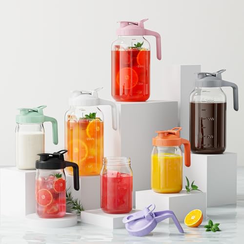 JunVpic Breast Milk Pitcher, 32 oz Wide Mouth Glass Mason Jar with Lid - color: Black, size: 32 Ounces
