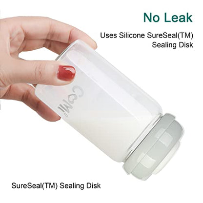 COMI Wide Neck Glass Breastmilk Collection n Storage Bottle, 6oz with Screw Ring Sealing Disk; Re-markable Sealing Disc. BPA Free, Fits Breast Pumps & Nipples (2 Pack Gray Lids) - style: 180ml 2GRAY
