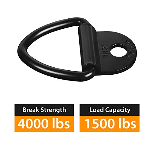 Cargo Tie-Down Anchors, 4PCS 2" Black Steel V-Ring Bolt On Trailer Cargo Rope Bolt on Surface Mounting Clip Truck Load Anchor Point Lashing Ring for Trailers Trucks Warehouses - color: 4-Pack