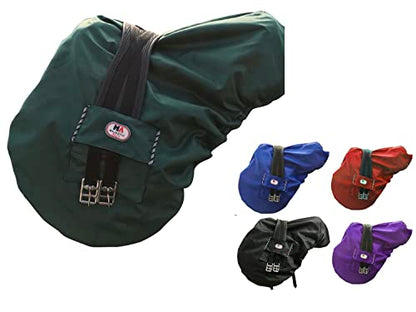 Majestic Ally Nylon Waterproof Fleece Lined Ride On English Saddle Cover-Multiple Color (Hunter Green) - color: Hunter Green
