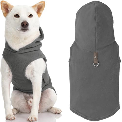 Gooby Fleece Vest Hoodie Dog Sweater - color: Gray, size: Small (Around 6-lb)