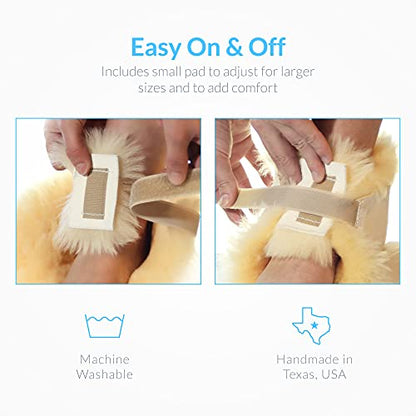Sheepskin Ranch Sofsheep Medical Sheepskin Heel Protector, Pressure Relief for Bed Sores, Ulcers, Sensitive Skin, Hospital Grade, Chrome Free, Washable, Hypoallergenic, Adjustable, Real Wool, Single - style: Single
