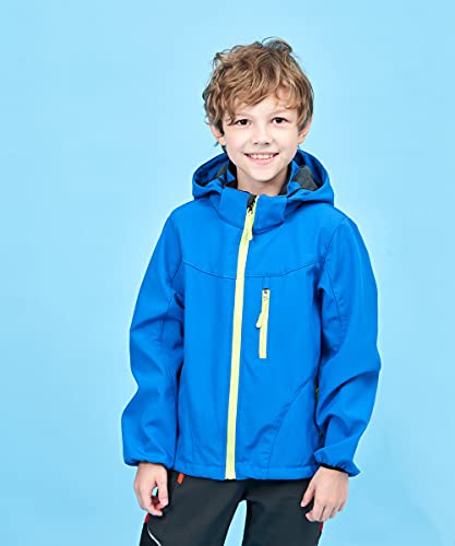 M2C Boys Girls Hooded Windbreaker Fleece Lined Softshell Jacket - color: Blue, size: 6-7 Years