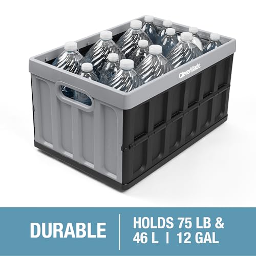 CleverMade Collapsible Storage Bins With Lids, 46L 3 Pack, 75 lb, Stone - color: Stone, size: 46L - 3 Pack
