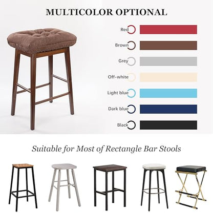 Rectangular Stool Cushion Set of 2, Soft Saddle Stool Cushions with Ties, Nonslip and Washable, Brown, 18 x 10.5 x 4 Inch - color: Brown, size: Pack of 2