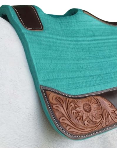 Horse 32"x30" Western Contoured Wool Felt Therapeutic Saddle Pad 39252 - color: Teal