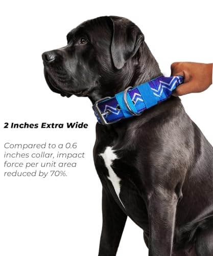 Dog Collar for Large Dogs,2 in Wide Heavy Duty,Pressure-Relief Padded, D-M - color: Violet Cyan, size: M