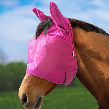 Harrison Howard UV-Proof Multi-Function Fabrics Thick Fleece Padding Horse Fly Mask Half Face with Ears Magenta Arabian Medium - color: magenta, size: Medium (Arabian)