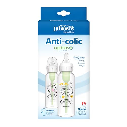 Dr. Brown's Anti-Colic Options+ Narrow Baby Bottle, Goat & Squirrel, 2-Pack - color: 2-Pack, Squirrel & Goat, size: 1 Count (Pack of 2)