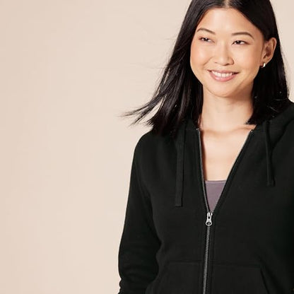 Amazon Essentials Women's Sherpa-Lined Fleece Full-Zip Hooded Jacket with Drawstring (Available in Plus Size) - color: Black, size: X-Small