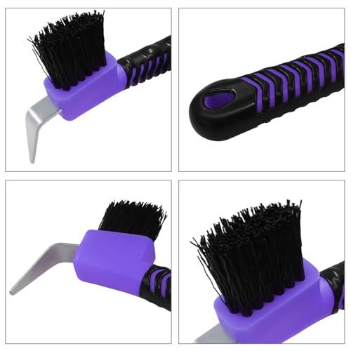 Litoexpe 1 Pcs Purple Horse Hoof Pick with Brush - color: Purple