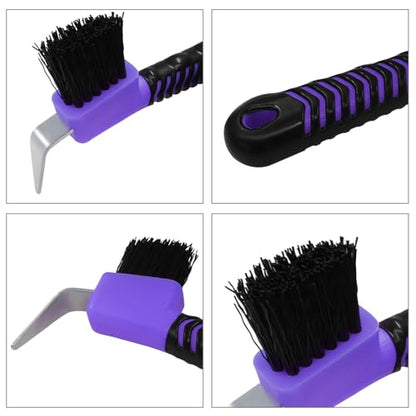 Litoexpe 1 Pcs Purple Horse Hoof Pick with Brush - color: Purple