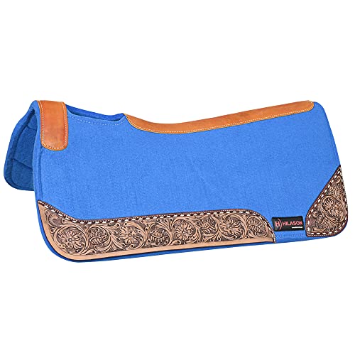 HILASON Western Wool Felt Horse Saddle Pad, Black, 32x30 - color: Blue