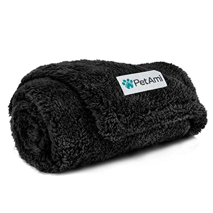 PetAmi Fluffy Sherpa Waterproof Dog Blanket for Small Pet Cat, 24x32 Black - color: Black, size: Small (24x32)