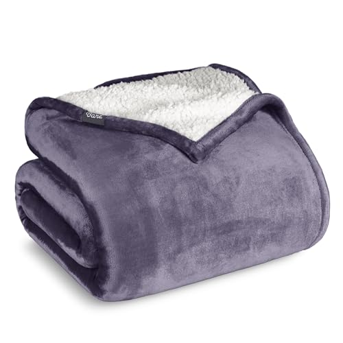 Bare Home Sherpa Fleece Blanket (Twin/Twin XL, Dusty Purple) | Reversible Blanket for Bed, Sofa, and Couch, Warm & Lightweight, Fluffy & Soft - color: 18 - Dusty Purple, size: Twin/Twin XL