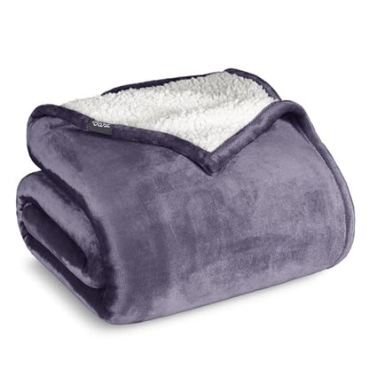 Bare Home Sherpa Fleece Blanket (Twin/Twin XL, Dusty Purple) | Reversible Blanket for Bed, Sofa, and Couch, Warm & Lightweight, Fluffy & Soft - color: 18 - Dusty Purple, size: Twin/Twin XL