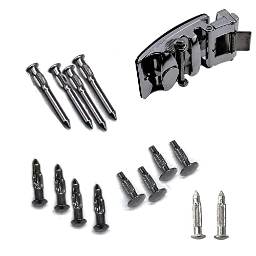 Belt Buckle Pins,Edge Rivet,Screws for Repair Men Sliding Automatic Buckle Accessories Set of 12 Pieces - color: Black