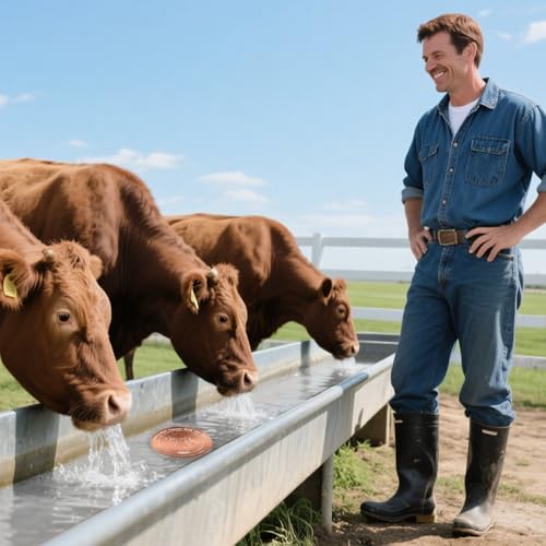 Copper Disk for Cattle Water Trough|4-inch Diameter,0.6mm Thick|99.99% Pure Copper Disc|Automatic Cattle Water Trough Purification Disk with 4 Point Support|Purify Water All Year Round