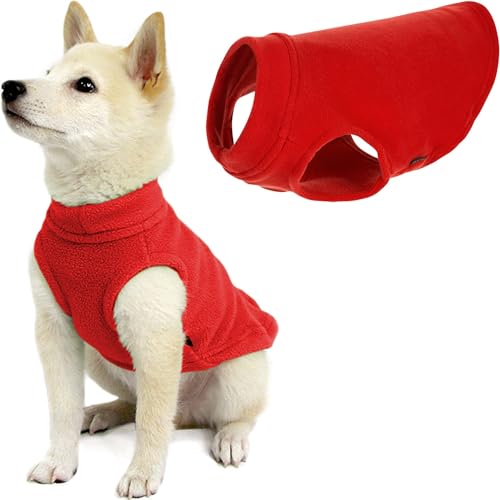 Gooby Stretch Fleece Vest Dog Sweater, Red, X-Small - color: Red, size: X-Small Length (7")