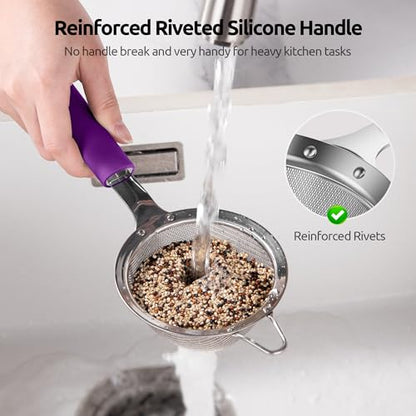 U-Taste Fine Mesh Strainer, 18/8 Stainless Steel Sieve 30 Mesh, S/Purple - color: (5) Purple, size: S-3.35in