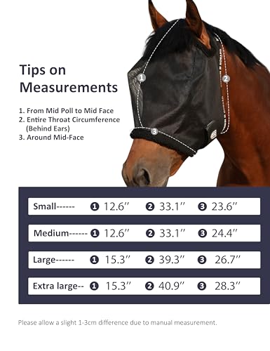 Harrison Howard All Round Mesh Horse Fly Mask UV Protective with Fleece Padded Edging Black S - color: Black, size: Small (Yearling)